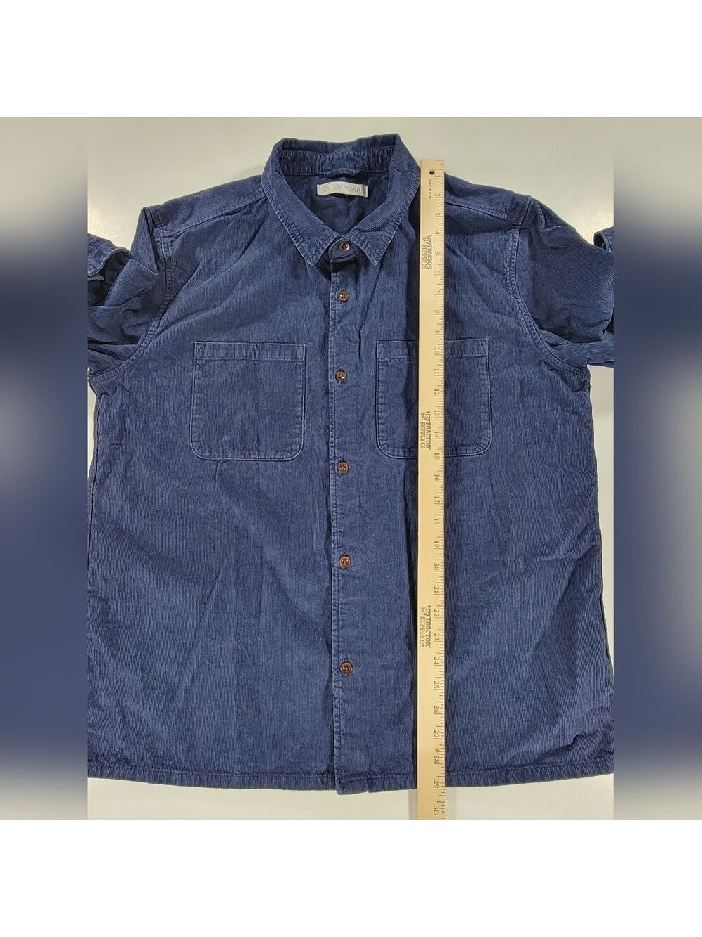 Outerknown Shirt Mens XL Extra Large Dark Blue Corduroy Button Up Organic Cotton - Picture 8 of 10